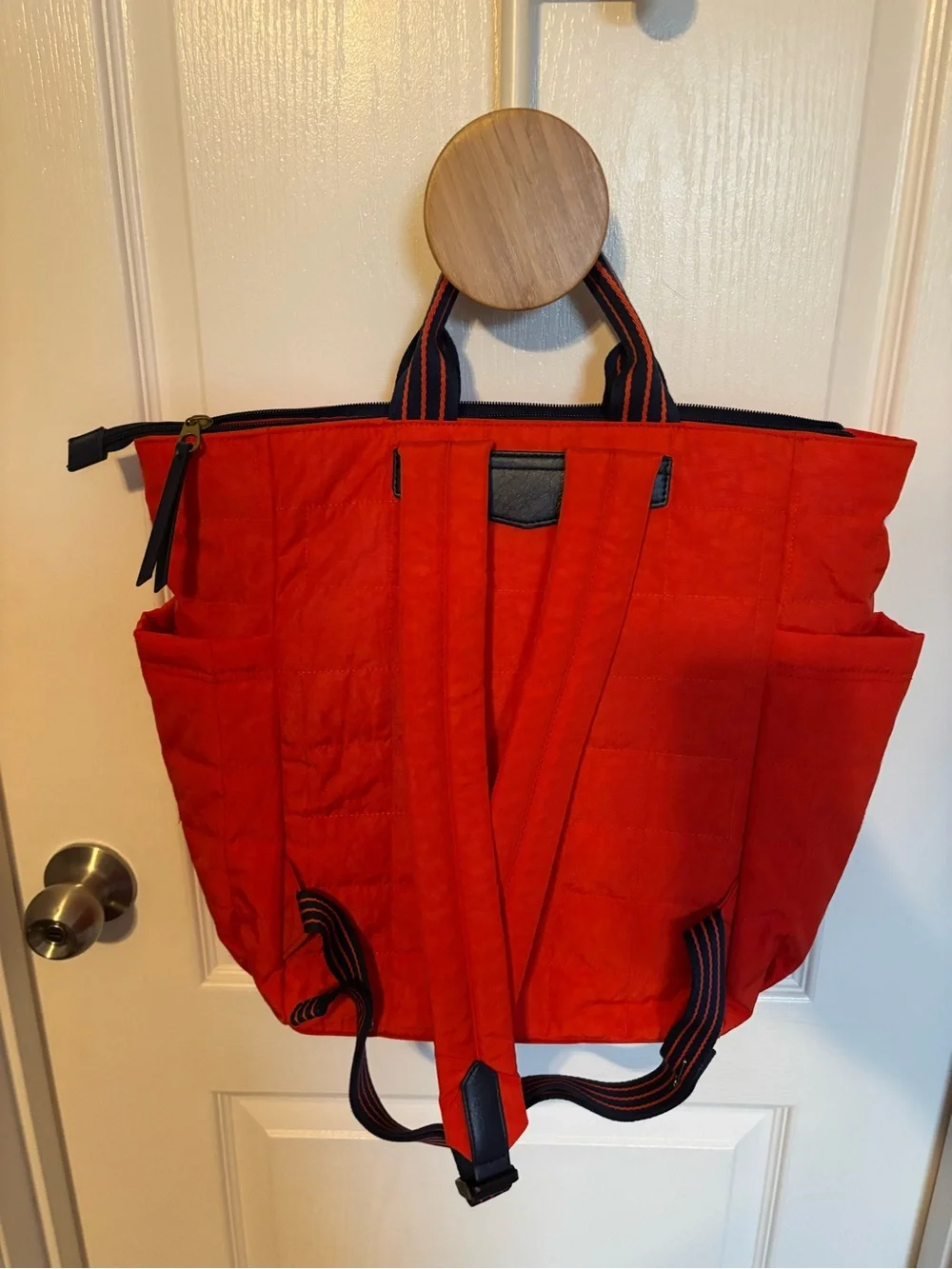 Orange Quilted Backpack Bag